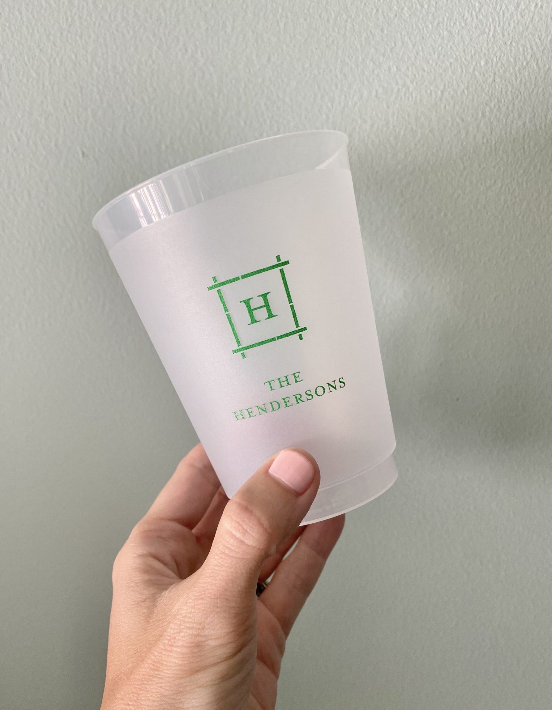 Personalized Frost Flex Cups with Initial + Bamboo Border - 16 oz