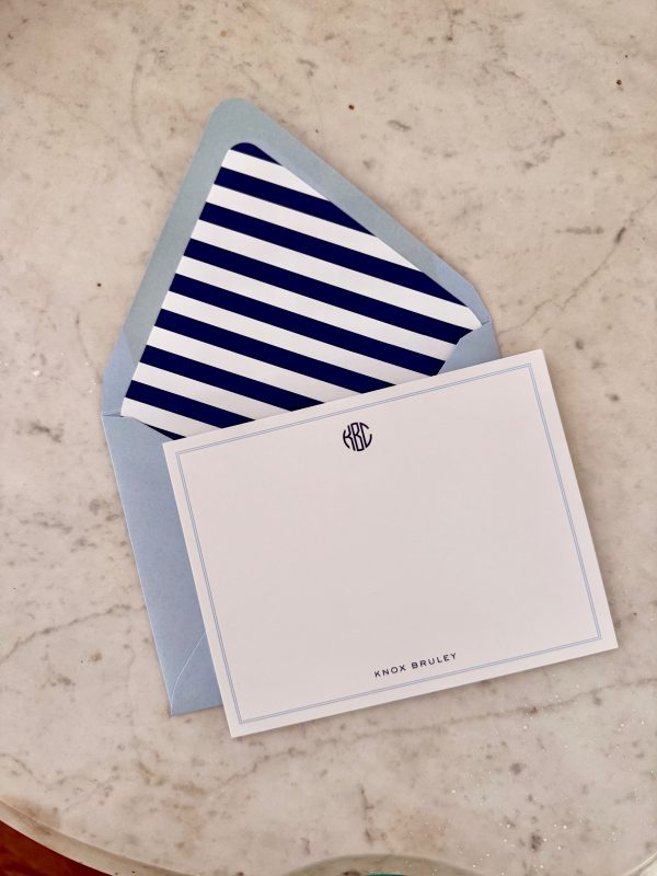 Personalized Notecards - circle monogram (blues)