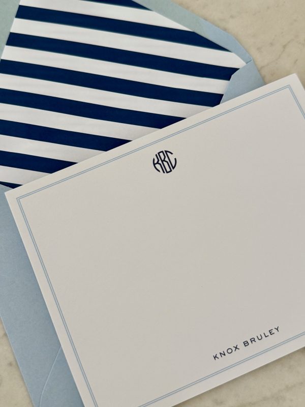 Personalized Notecards - circle monogram (blues) - Image 3