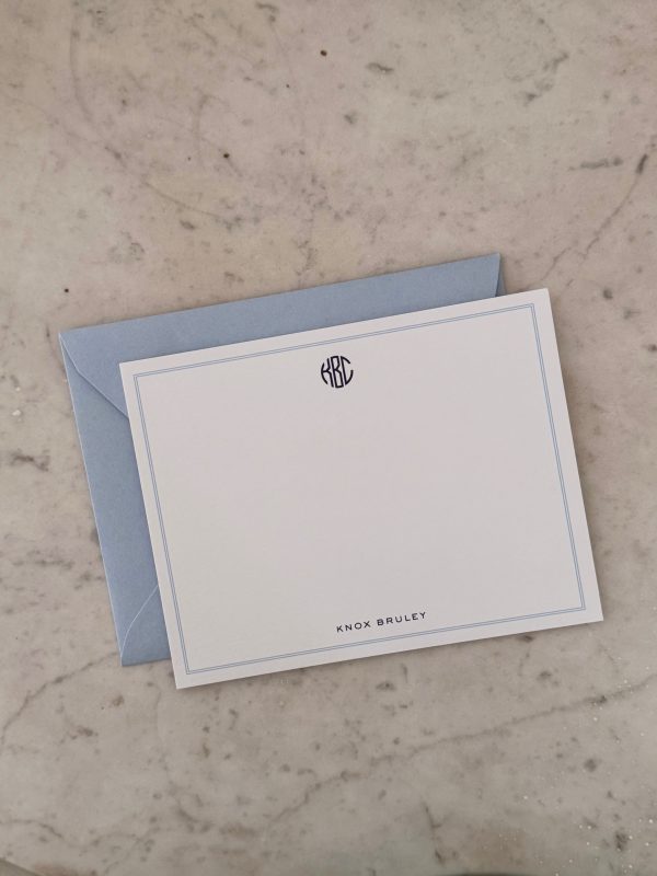 Personalized Notecards - circle monogram (blues) - Image 2
